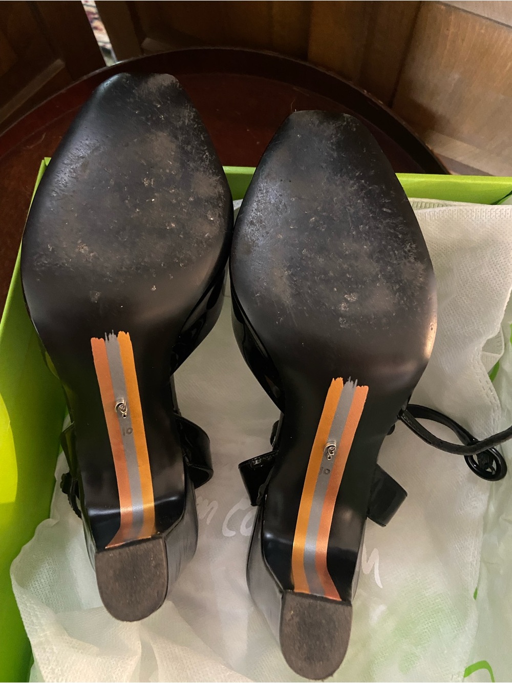 Sam Edelman Black Patent Peep-Toe Ankle-Strap Heels - Picture 4 of 6